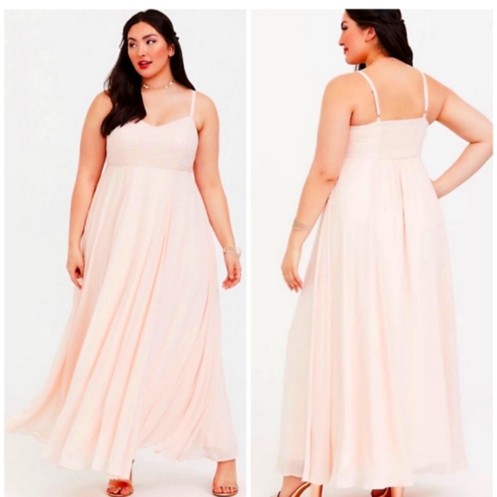 Torrid Pink chiffon beaded maxi